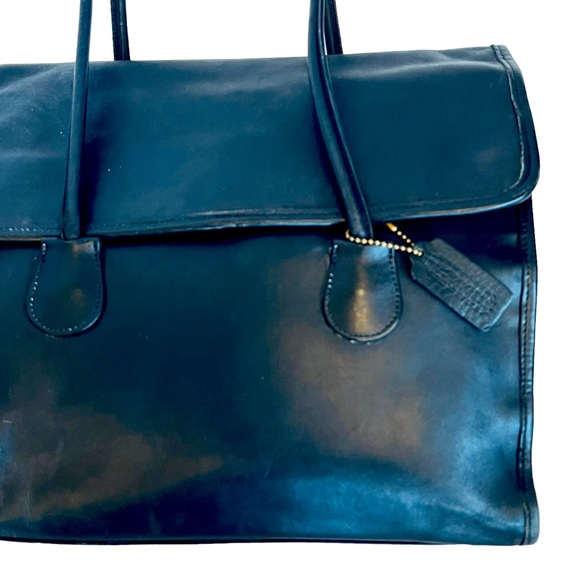 SOLD ❌ Coach Vintage 4170 Black 100% Leather 1995 Shopper Flap Tote Shoulder Bag - Picture 5 of 12